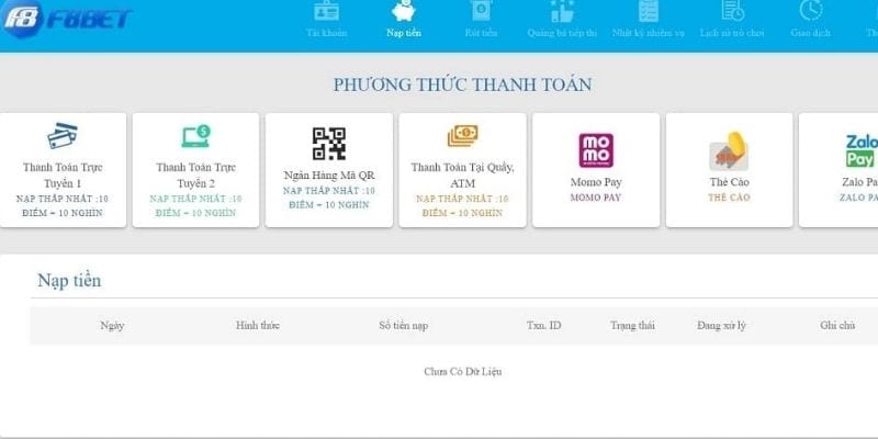 Cách nạp tiền F8bet với những cách khác nhau